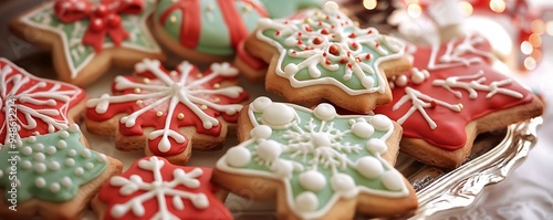 beautiful and tasty business cookies, Christmas decoration around