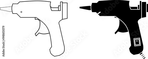 Black and White Illustration of a Hot Glue Gun for Craft Projects