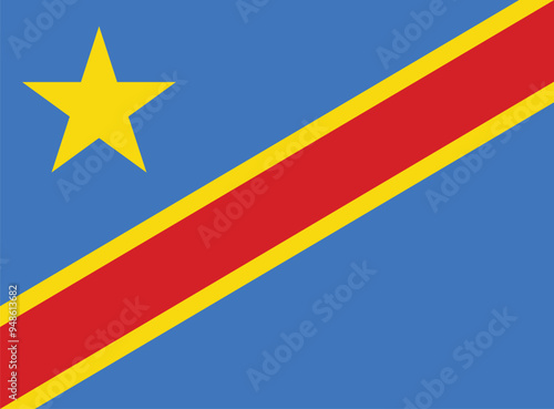 Democratic of the Congo Sign, Democratic Republic of the Congo Flag, National Flag of Democratic Republic of the Congo, Republic of Democratic Republic of the Congo