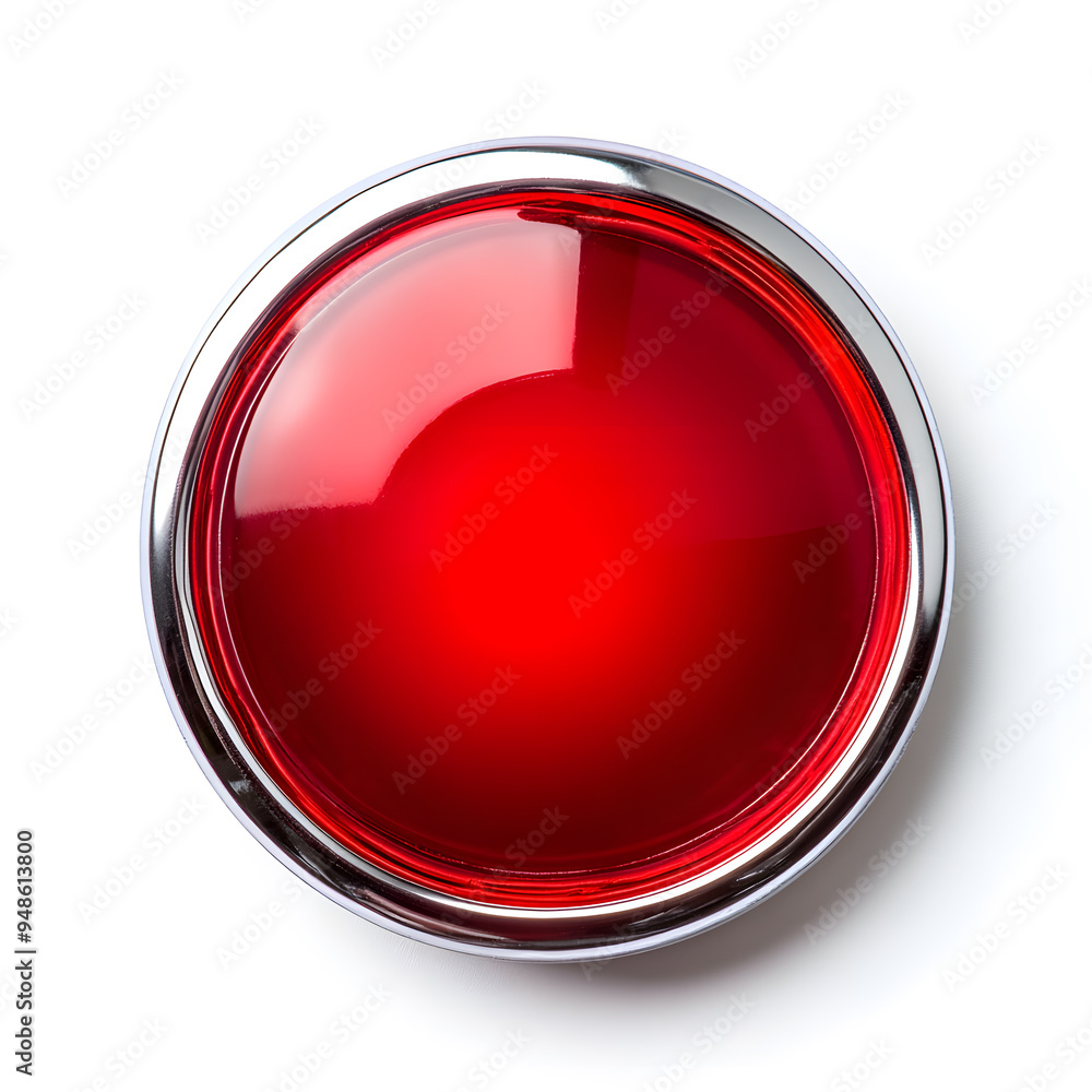 Top view red light round button isolated on white background Top view red light round button isolated on white background