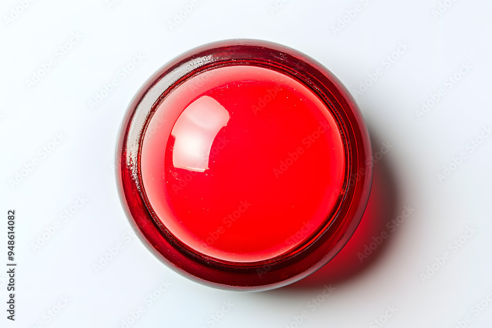 Top view red light round button isolated on white background Top view red light round button isolated on white background