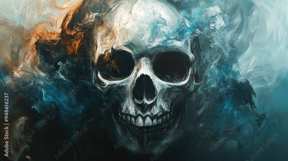 Skull Emerging from Abstract Swirling Colors Skull Emerging from Abstract Swirling Colors