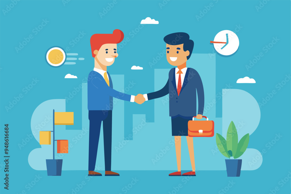Two business partners handshaking vector illustration Two business partners handshaking vector illustration