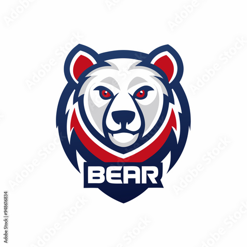 Minimalist Bear Logo Clean, Creative Icon on White Background, 2D Vector Art photo