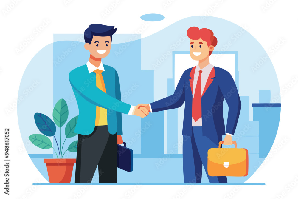 Two business partners handshaking vector illustration Two business partners handshaking vector illustration