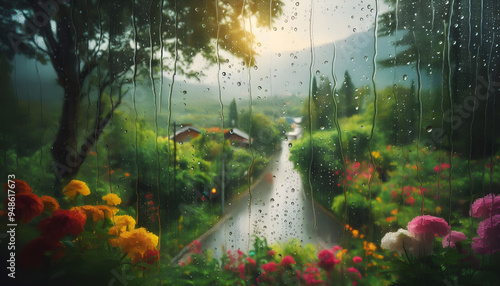 Wallpaper Mural Raindrops on a window glass Torontodigital.ca