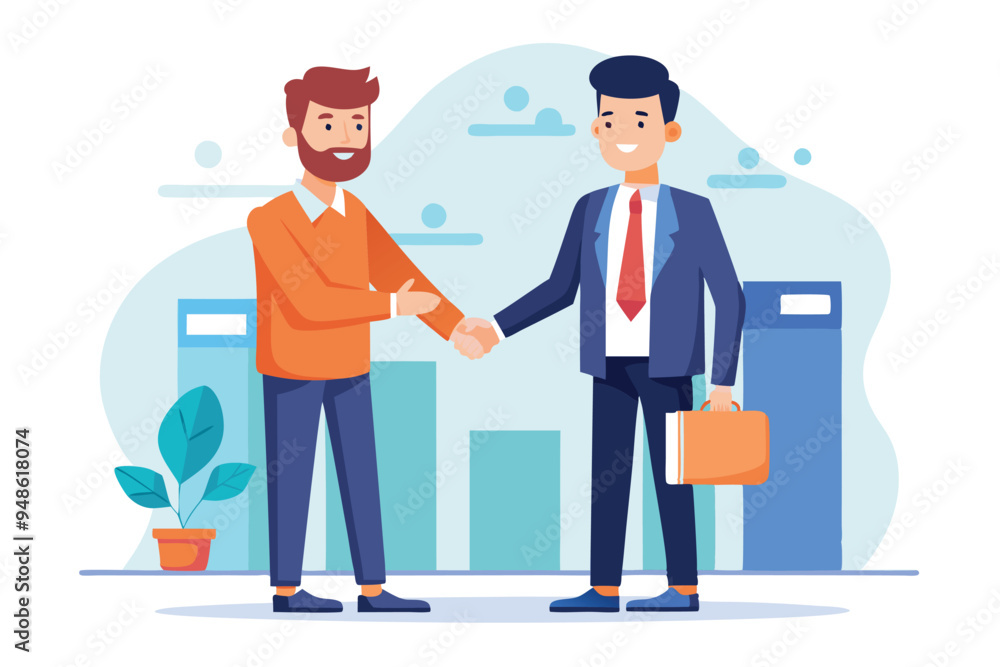 Two business partners handshaking vector illustration Two business partners handshaking vector illustration