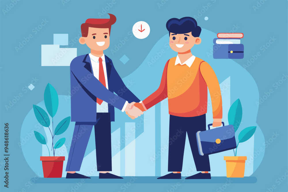 Two business partners handshaking vector illustration