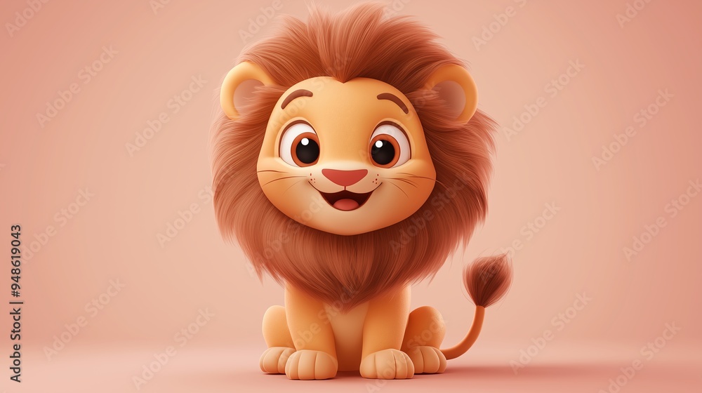 A cute cartoon lion, round body, brown fur, large eyes, lively expression, cartoon style with simple gradient background A cute cartoon lion, round body, brown fur, large eyes, lively expression, cartoon style with simple gradient background