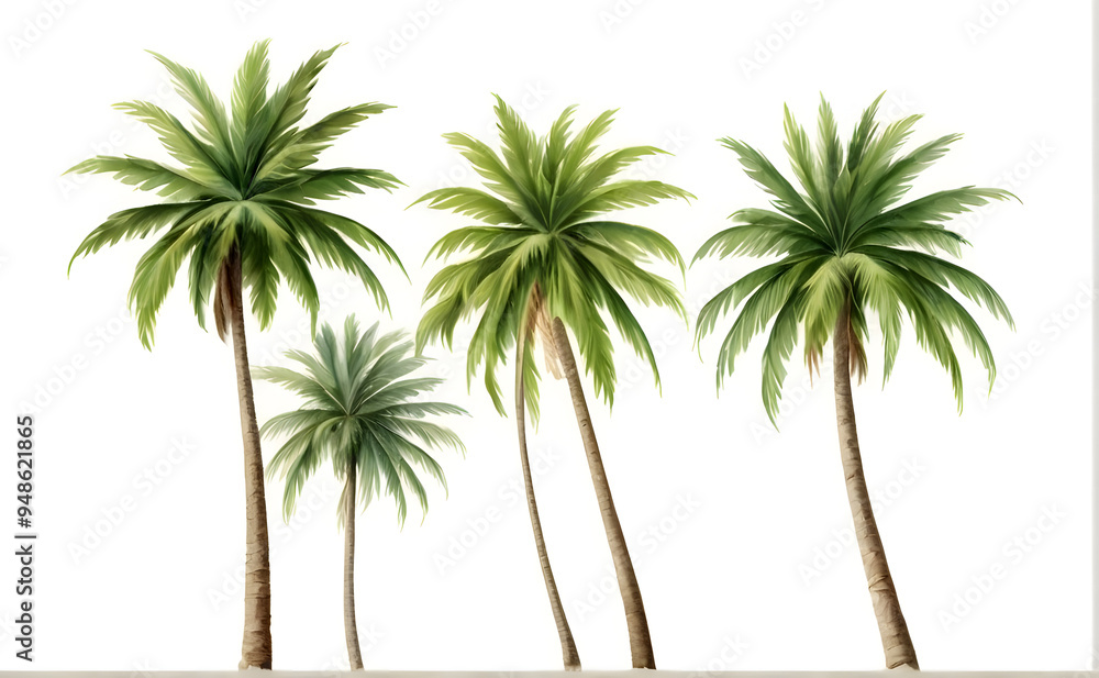 Fototapeta premium green palm trees on a white background