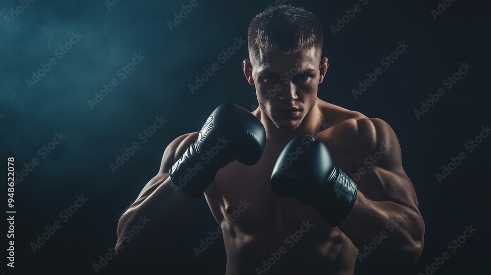 man, boxing and fitness of portrait on studio background, power workout and fist impact of mma fight man, boxing and fitness of portrait on studio background, power workout and fist impact of mma fight