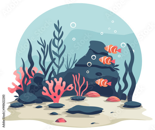 Great Barrier Reef. Flat design colorful illustration