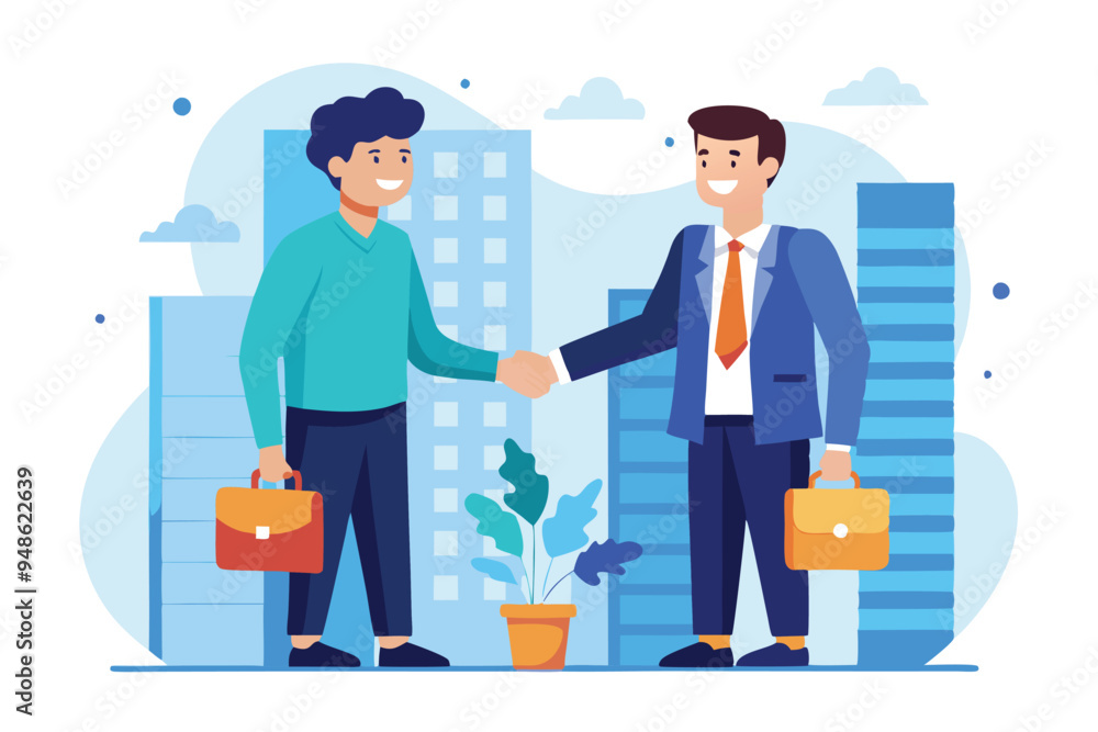 Two business partners handshaking vector illustration Two business partners handshaking vector illustration