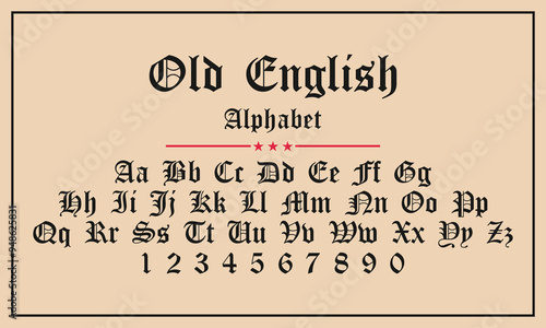 Classic old english font alphabet Gothic style. Perfect for formal designs, certificates. Classic college western font alphabet. Athletic department typeface, varsity stylish font alphabet	