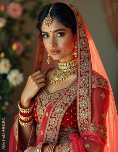Young Indian Bride in bridal wear