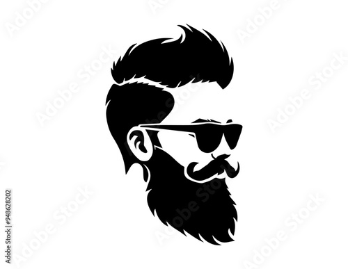 Barbershop. silhouette of man with beard