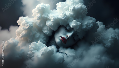 Sadness concept surreal painting isolated with white highlights, png photo