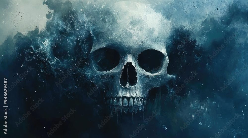 A Glowing Skull Emerges from a Dark, Swirling Mist A Glowing Skull Emerges from a Dark, Swirling Mist