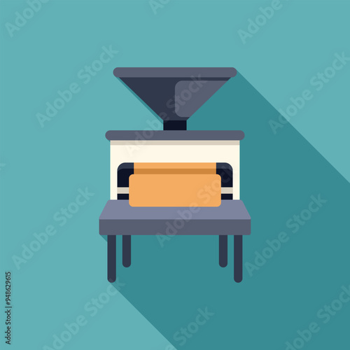 Industrial bread making machine placing a piece of dough into a container