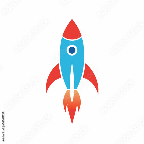 Minimalist Rocket Logo - Vector Art on White Background
