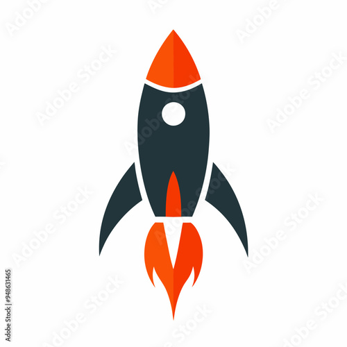 Minimalist Rocket Logo - Vector Art on White Background