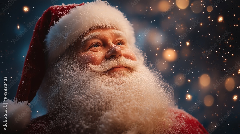 Santa Claus is collecting stars in the sky. Santa Claus is collecting stars in the sky.