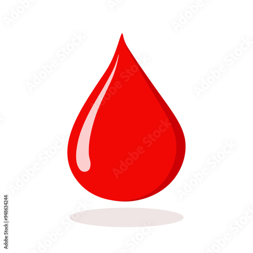 Red blood drop icon. Isolated vector symbol of blood drop. 