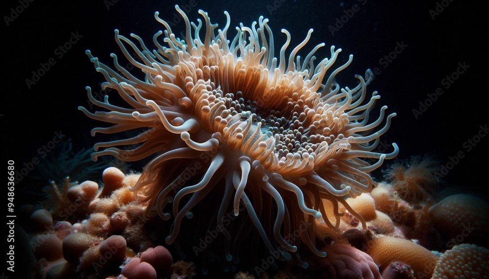 Coral Polyp Feeding at Night Coral Polyp Feeding at Night