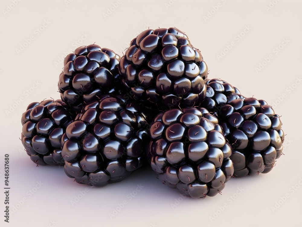 Juicy Blackberry Cluster on Light Background - Ideal for Freshness and Nutritional Advertising Juicy Blackberry Cluster on Light Background - Ideal for Freshness and Nutritional Advertising