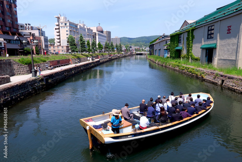 Otaru canal and boat in Hokkaido photo