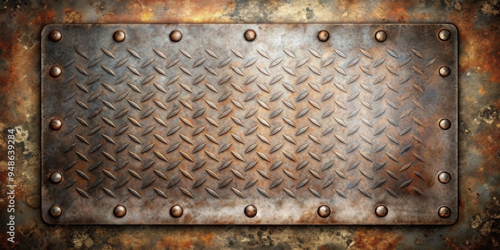 Fototapeta premium Grunge iron plate texture with industrial look, perfect for backgrounds or backgrounds, Grunge, iron, plate, texture