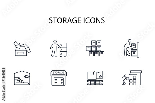 storage icon set.vector.Editable stroke.linear style sign for use web design,logo.Symbol illustration.