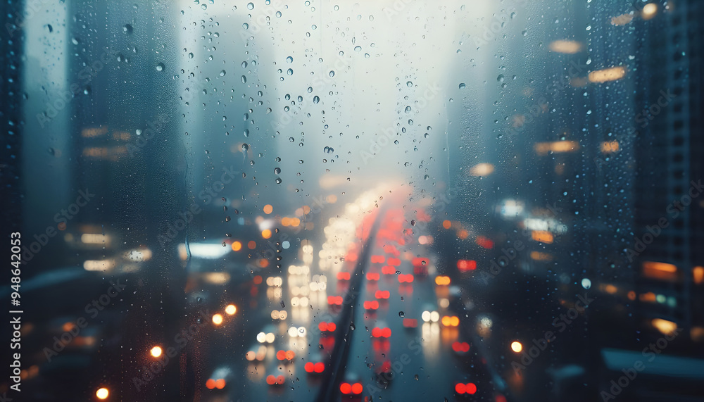 Obraz premium Raindrops on a window glass