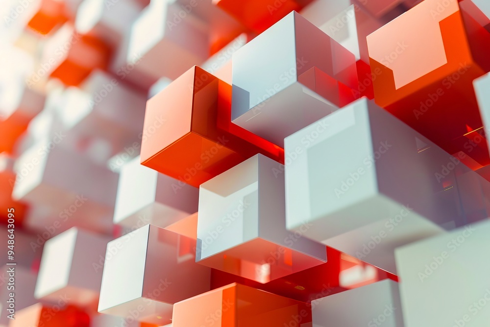 An abstract image of a bunch of orange and white cubes An abstract image of a bunch of orange and white cubes