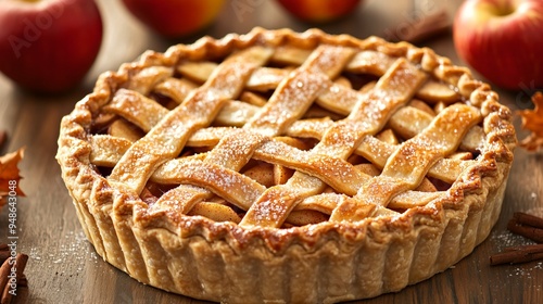 Homemade Apple Pie Perfection: Lattice Crust with Cinnamon Sugar