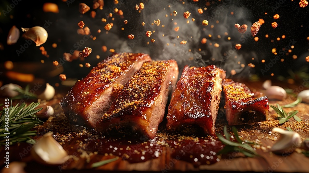 The most delicious grilled ribs on the grill. The most delicious grilled ribs on the grill.
