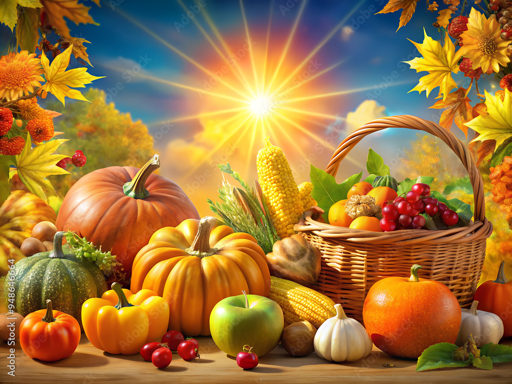 Background on the theme of Thanksgiving with the attributes of this holiday Background on the theme of Thanksgiving with the attributes of this holiday
