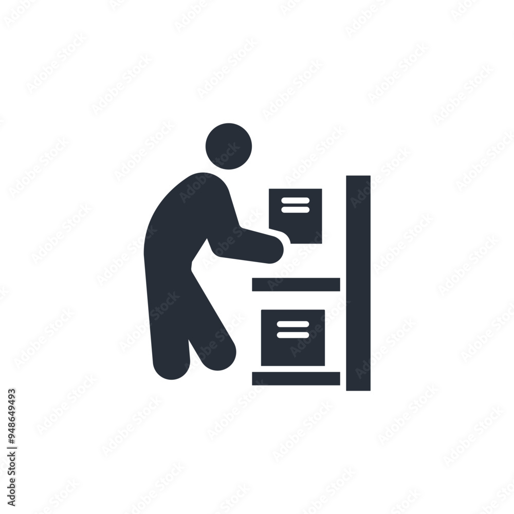 warehouse man icon. vector.Editable stroke.linear style sign for use web design,logo.Symbol illustration. warehouse man icon. vector.Editable stroke.linear style sign for use web design,logo.Symbol illustration.