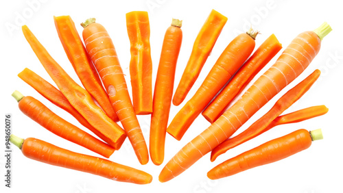 carrot sticks cut isolated on transparent background PNG.