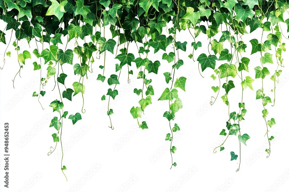 Plant and flower vine green ivy leaves tropic hanging, climbing isolated on white background. Generative Ai Plant and flower vine green ivy leaves tropic hanging, climbing isolated on white background. Generative Ai