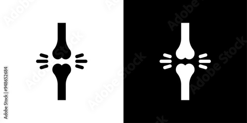 Arthritis knee joint pain icon Flat fill set collection
