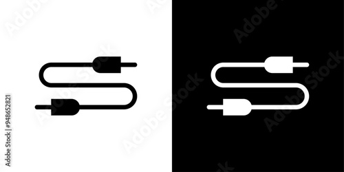 AUX cable icon Flat fill set collection