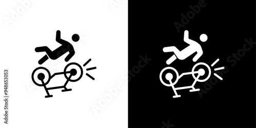 becycle accident icon Flat fill set collection