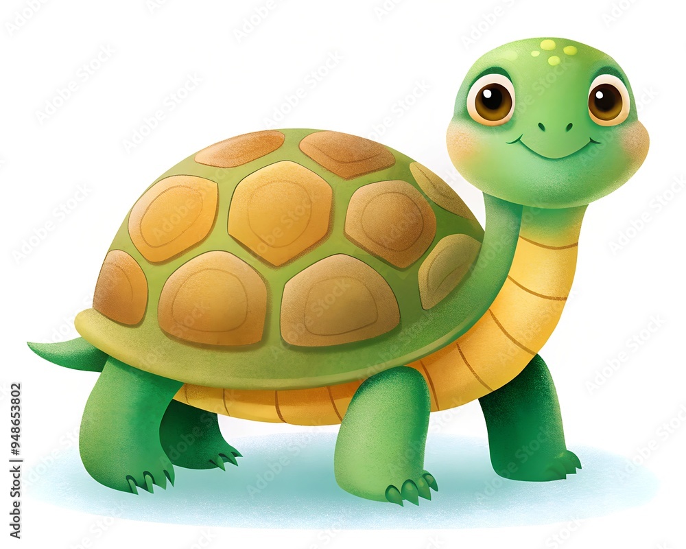 Fototapeta premium Cute tortoise clipart grain illustration isolated on white background
