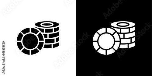 Casino chips icon Flat fill set collection