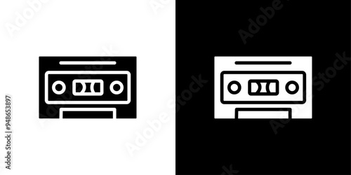 Cassette tape icon Flat fill set collection