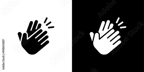 Clapping hand icon Flat fill set collection