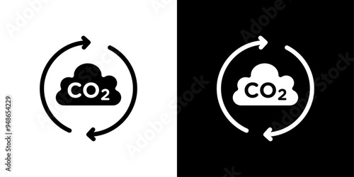 co2 gas carbon dioxide icon Flat fill set collection