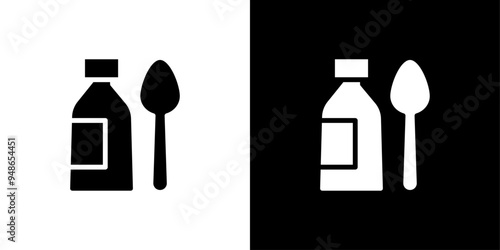 cough syrup icon Flat fill set collection