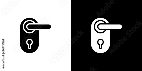 Door knob icon Flat fill set collection